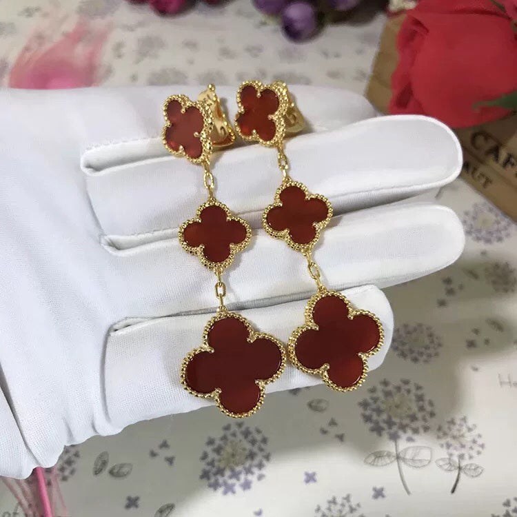 ¡®Veyra Jewelry¡¯CLOVER 3 MOTIF CARNELIAN DROP EARRINGS
