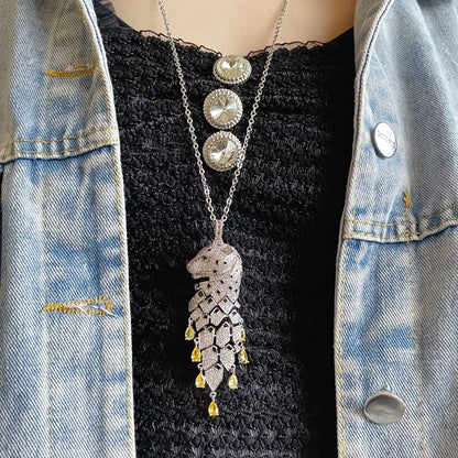 ¡®Veyra Jewelry¡ High Jewelry Pave Panther Tassel Necklace