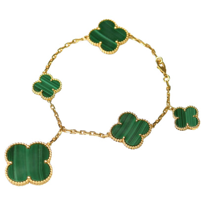 ¡®Veyra Jewelry¡¯MAGIC CLOVER MALACHITE GOLD BRACELET 5 MOTIFS