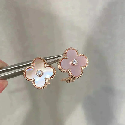 ¡®Veyra Jewelry¡¯CLOVER MEDIUM 1 MOTIFS  PINK MOP DIAMOND EARRINGS