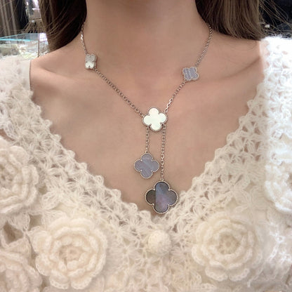¡®Veyra Jewelry¡¯CLOVER MOP CHALCEDONY NECKLACE SILVER 6 MOTIF
