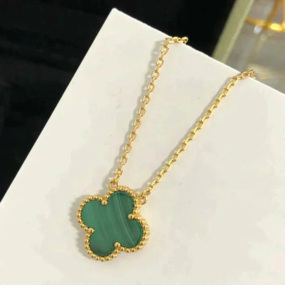 ¡®Veyra Jewelry¡¯CLOVER 15MM MALACHITE SINGLE FLOWER  NECKLACE