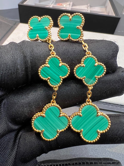 ¡®Veyra Jewelry¡¯CLOVER MALACHITE 3 MOTIFS GOLD