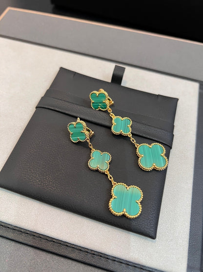 ¡®Veyra Jewelry¡¯CLOVER MALACHITE 3 MOTIFS GOLD