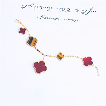 ¡®Veyra Jewelry¡¯CLOVER BRACELET 5 MOTIFS CARNELIAN TIGER EYE