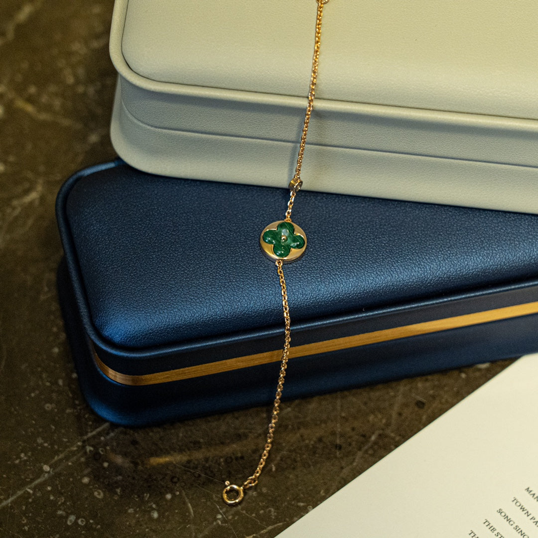 ¡®Veyra Jewelry¡¯SUN MALACHITE 1 DIAMOND PINK GOLD BRACELET