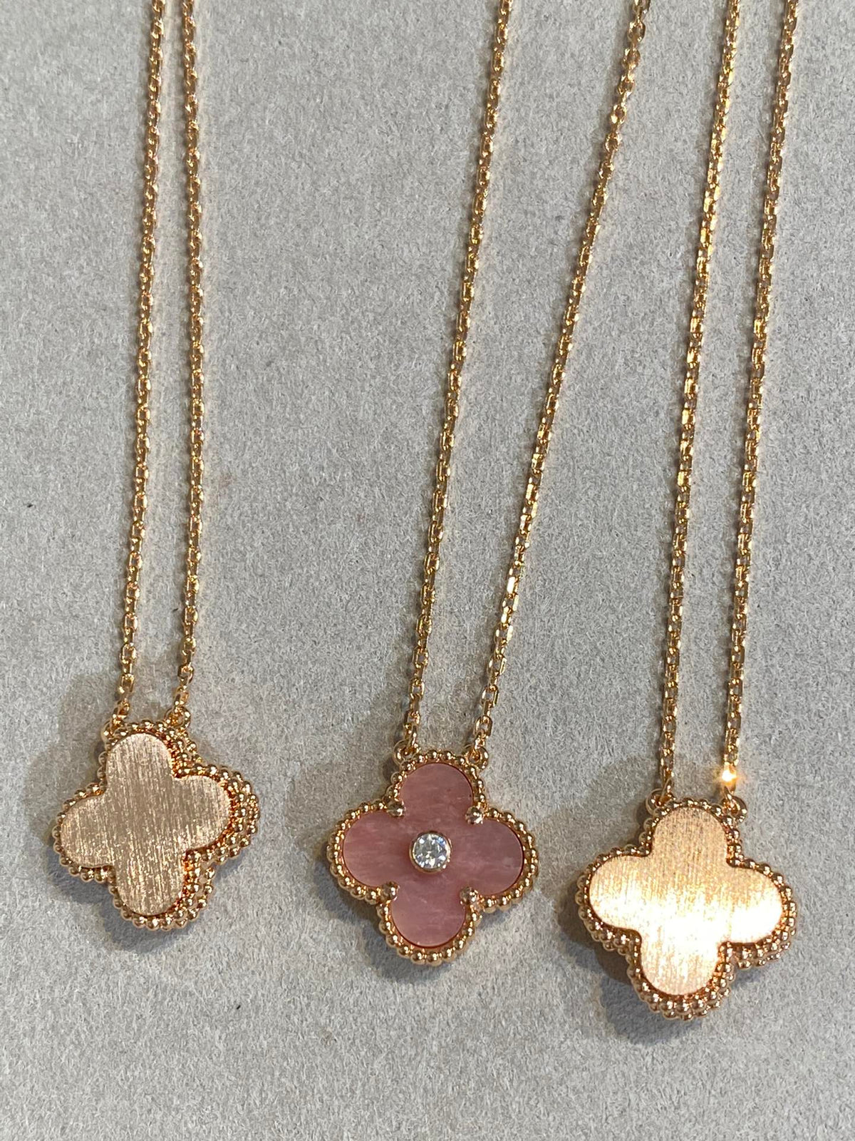 ¡®Veyra Jewelry¡¯CLOVER 15MM DIAMOND RHODONITE NECKLACE