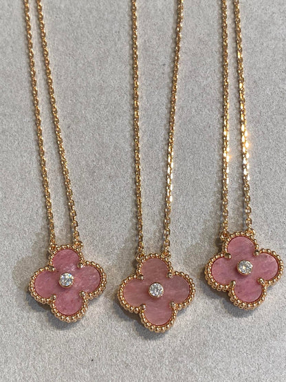 ¡®Veyra Jewelry¡¯CLOVER 15MM DIAMOND RHODONITE NECKLACE