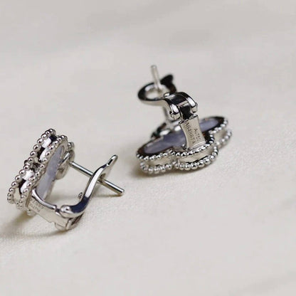 ¡®Veyra Jewelry¡¯CLOVER MEDIUM 1 MOTIFS  WHITE MOP EARRINGS SILVER