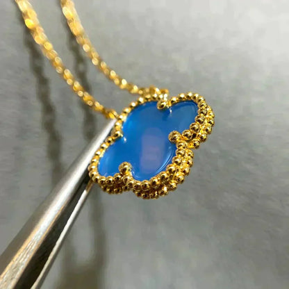 ¡®Veyra Jewelry¡¯CLOVER 15MM BLUE AGATE NECKLACE