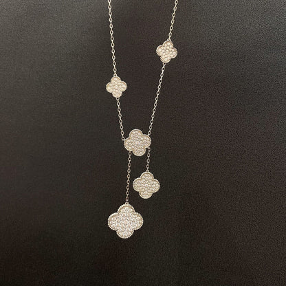¡®Veyra Jewelry¡¯CLOVER 5 MOTIFS SILVER DIAMONDS NECKLACE