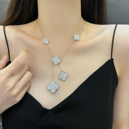 ¡®Veyra Jewelry¡¯CLOVER 5 MOTIFS SILVER DIAMONDS NECKLACE