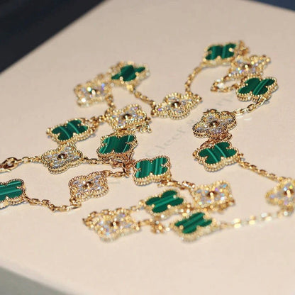 ¡®Veyra Jewelry¡¯CLOVER 20 MOTIFS MALACHITE DIAMOND NECKLACE