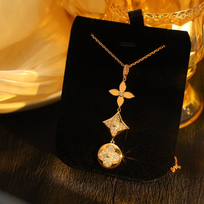 ¡®Veyra Jewelry¡¯STAR AND SUN DIAMOND PINK GOLD NECKLACE