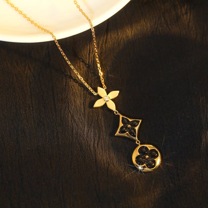 ¡®Veyra Jewelry¡¯STAR AND SUN ONYX PINK GOLD NECKLACE