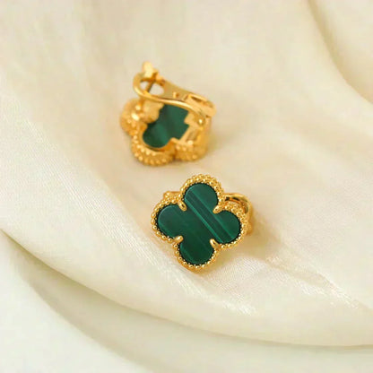 ¡®Veyra Jewelry¡¯CLOVER MEDIUM 1 MOTIFS MALACHITE  EARRINGS