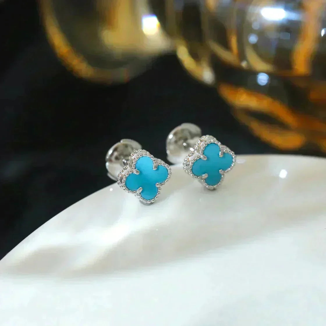 ¡®Veyra Jewelry¡¯CLOVER MINI 9.5MM ONYX STUD EARRINGS SILVER