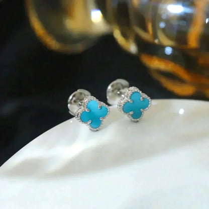 ¡®Veyra Jewelry¡¯CLOVER MINI 9.5MM ONYX STUD EARRINGS SILVER