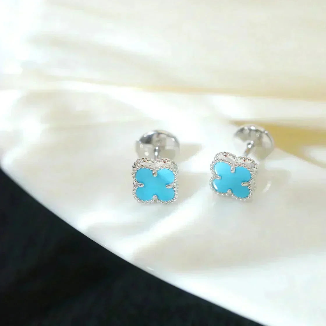¡®Veyra Jewelry¡¯CLOVER MINI 9.5MM ONYX STUD EARRINGS SILVER