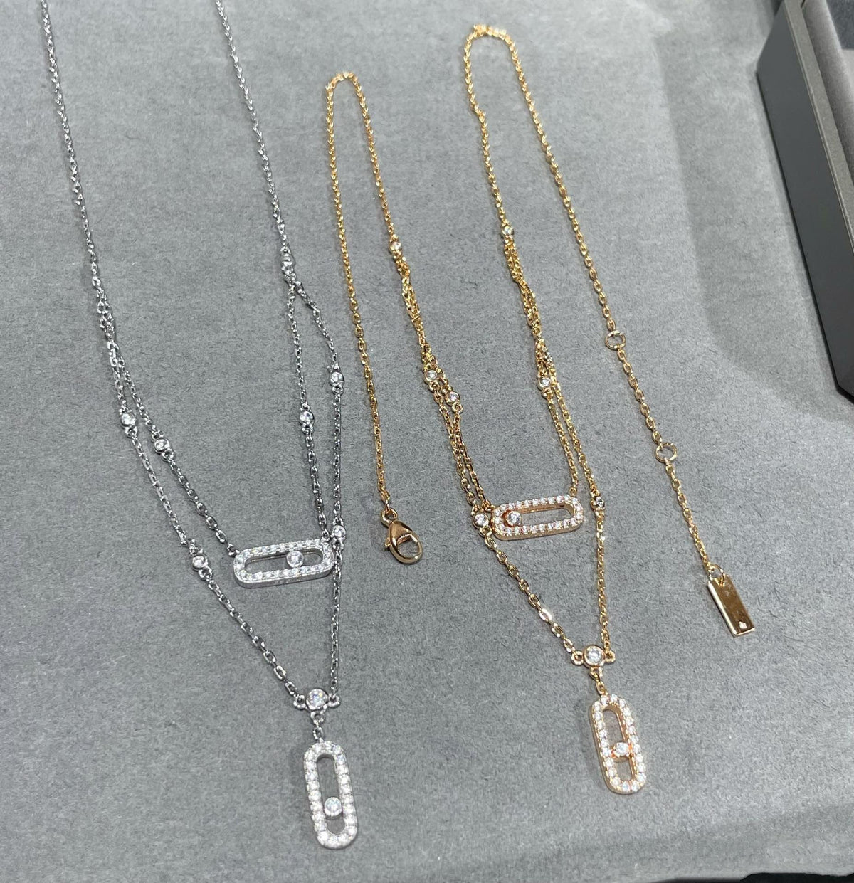 [Veyra Jewelry]MOVE 2 ROW DIAMOND NECKLACE