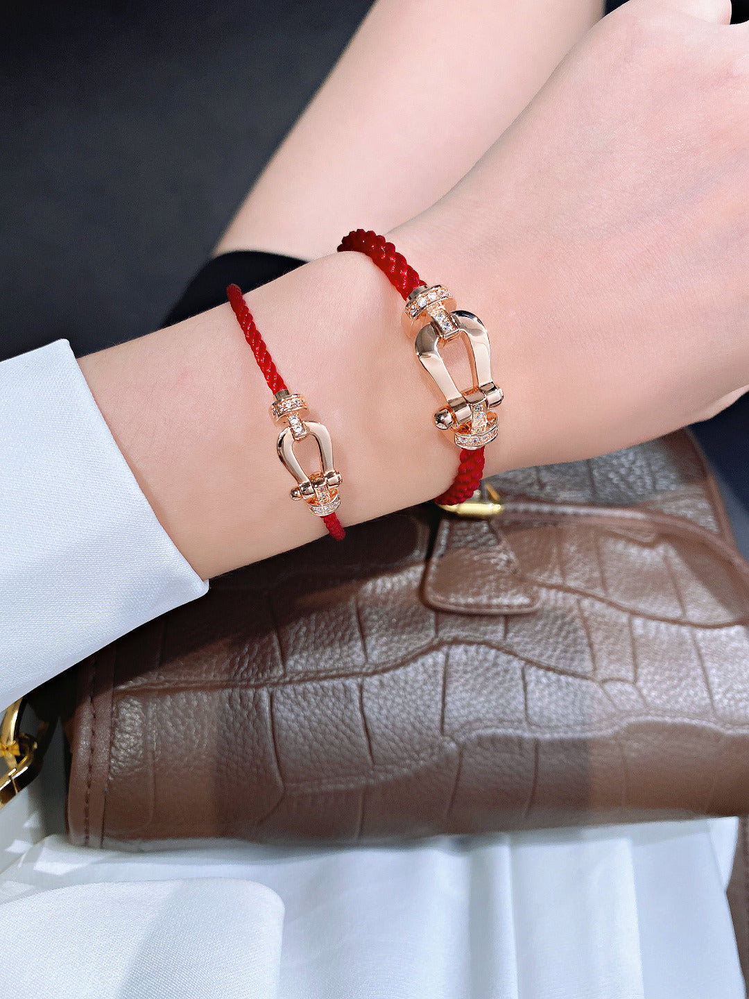 ¡®Veyra Jewelry¡¯FORCE 10 HALF DIAMOND PINK GOLD RED CORDERI LARGE AND MEDIUM MODEL