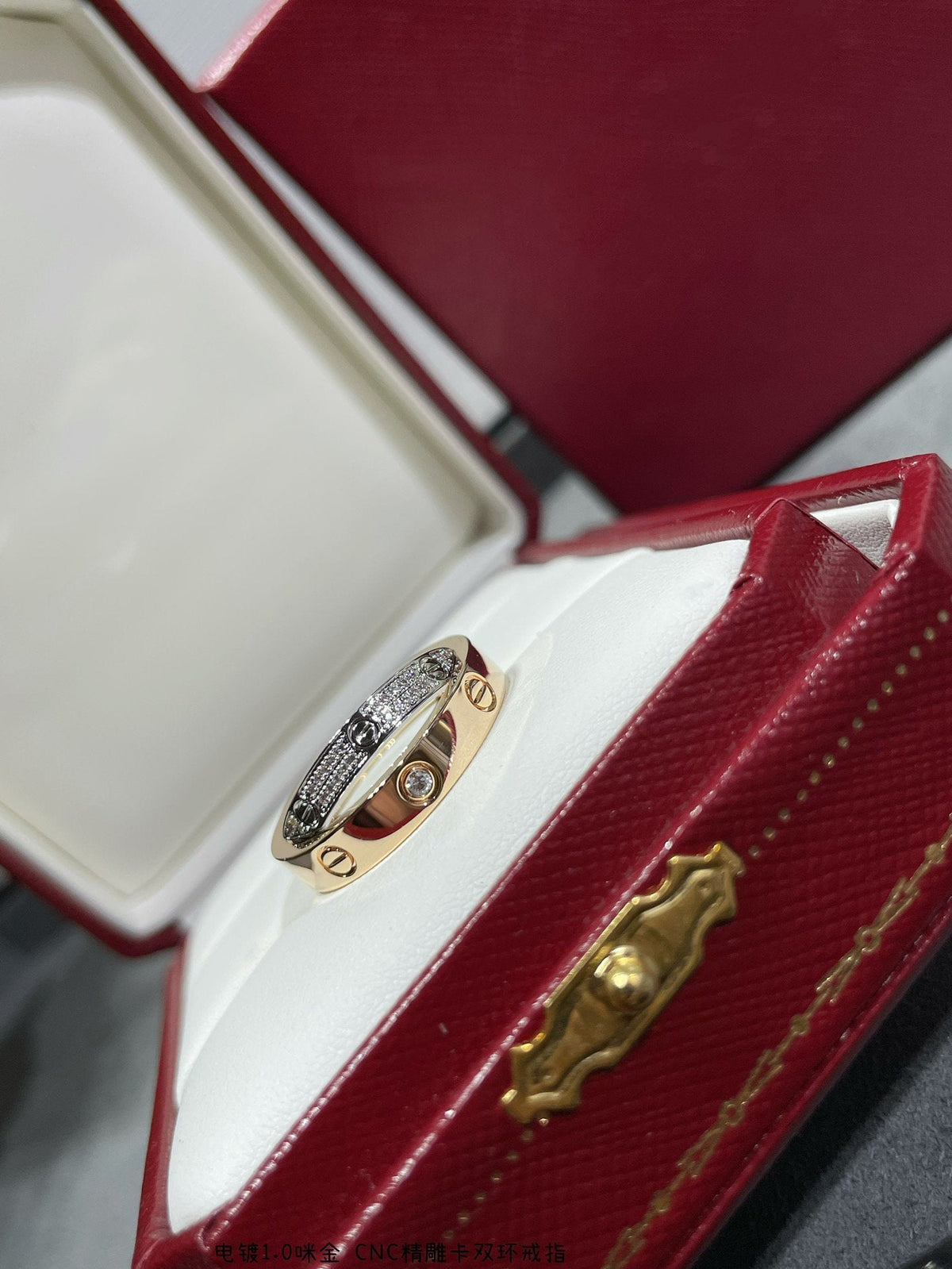 ¡®Veyra Jewelry¡¯LOVE PINK GOLD SILVER DIAMOND DOUBLE RING