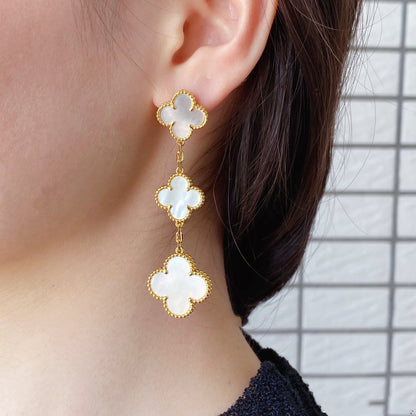 ¡®Veyra Jewelry¡¯CLOVER MOP 3 MOTIFS GOLD EARRINGS