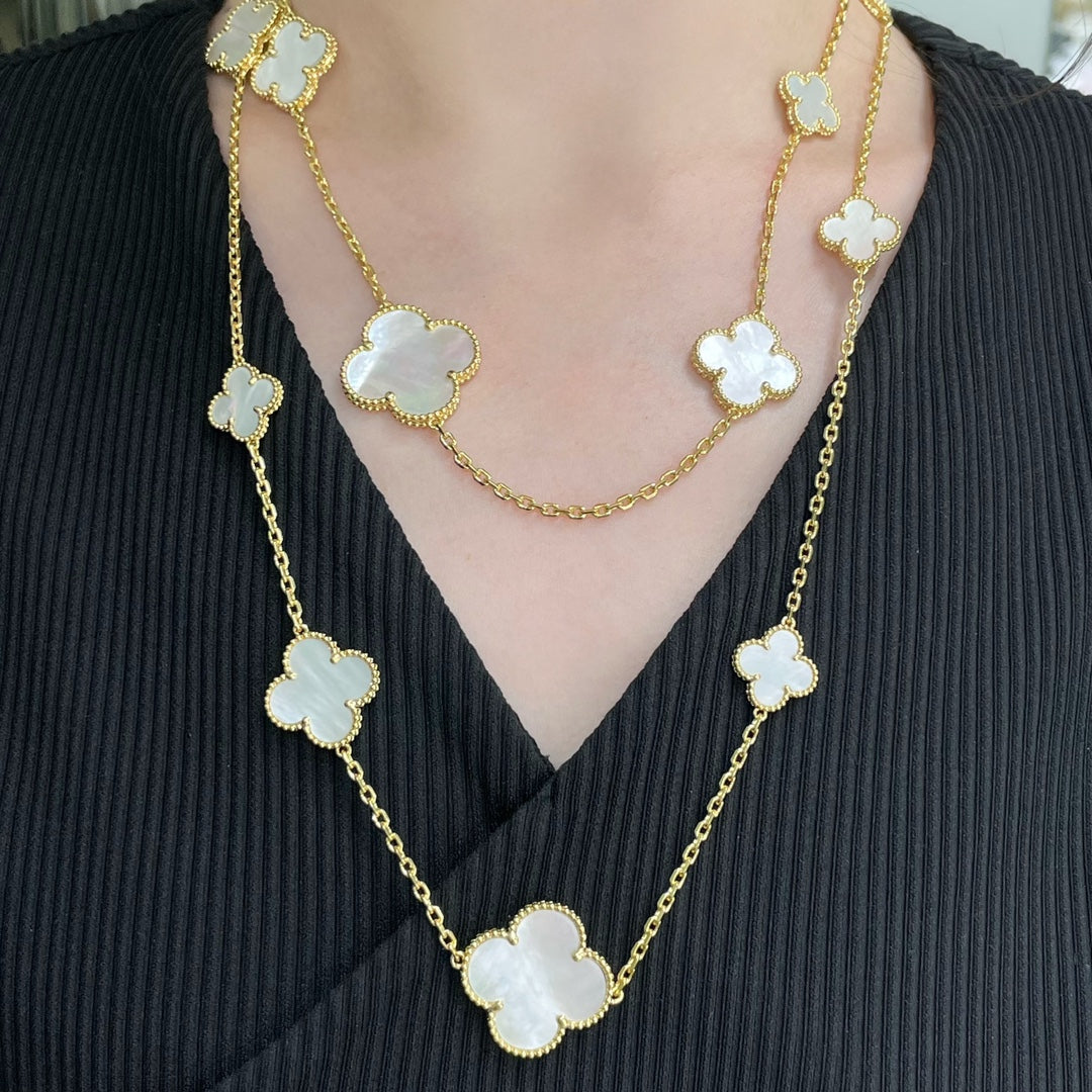 ¡®Veyra Jewelry¡¯CLOVER 16 MOTIF WHITE MOP GOLD NECKLACE