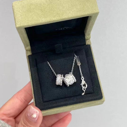 ¡®Veyra Jewelry¡¯PERLEE DOUBLE PENDANT SILVER DIAMOND NECKLACE