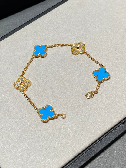 [Veyra Jewelry]New CLOVER 5 MOTIF BLUE AGATE BRACELET COLLECTION