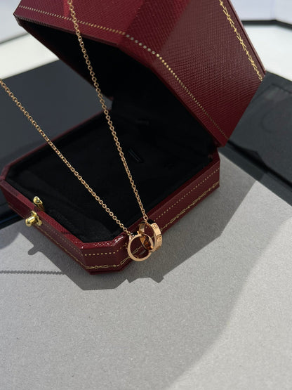¡®Veyra Jewelry¡¯LOVE NECKLACE DOUBLE RING PINK GOLD