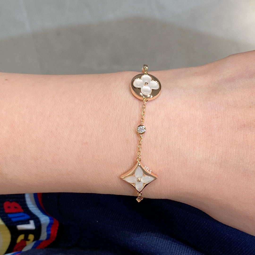 ¡®Veyra Jewelry¡¯STAR AND SUN 4 MOTIF WHITE MOP PINK GOLD BRACELET