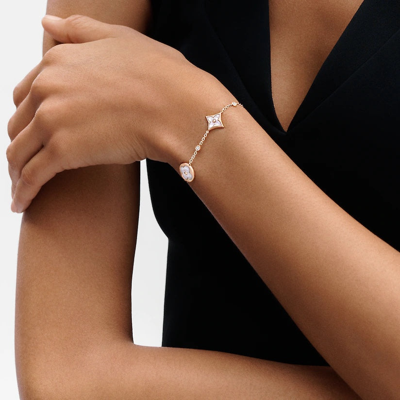 ¡®Veyra Jewelry¡¯STAR AND SUN 4 MOTIF WHITE MOP PINK GOLD BRACELET