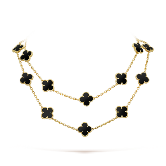 ¡®Veyra Jewelry¡¯CLOVER 20 MOTIFS ONYX NECKLACE