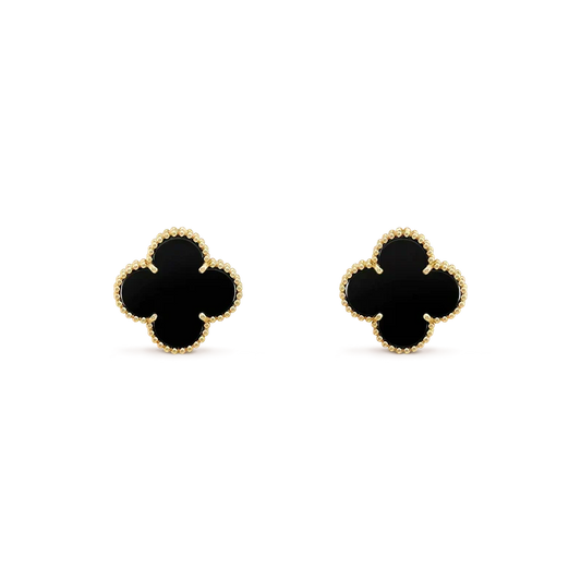 ¡®Veyra Jewelry¡¯CLOVER MEDIUM 1 MOTIFS  ONYX STUD EARRINGS