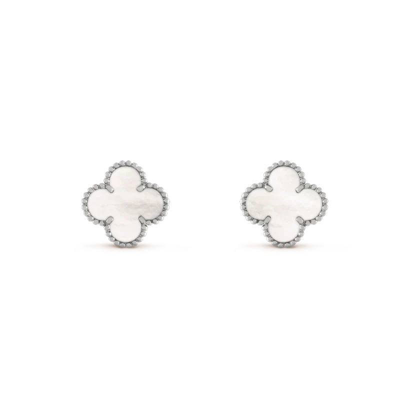 ¡®Veyra Jewelry¡¯CLOVER MEDIUM 1 MOTIFS  WHITE MOP EARRINGS SILVER
