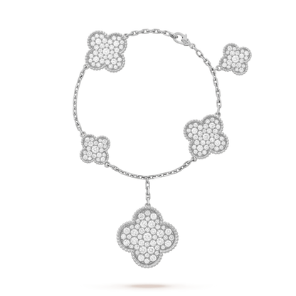 ¡®Veyra Jewelry¡¯CLOVER 6 MOTIFS SILVER DIAMOND BRACELET