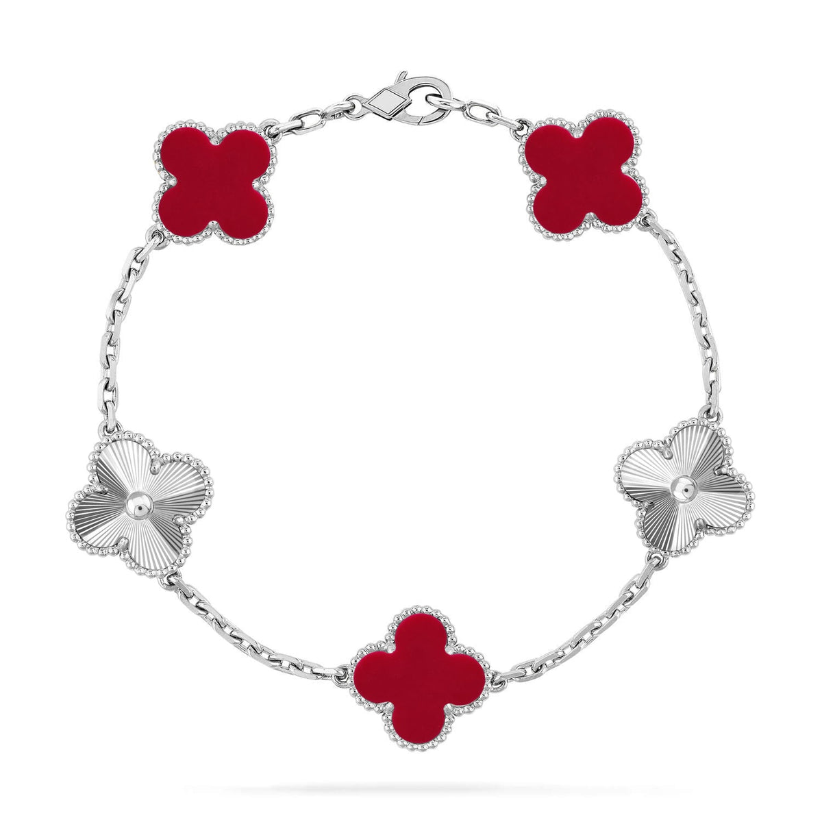 [Veyra Jewelry]New  CLOVER 5 MOTIF RED CORNELIAN BRACELET COLLECTION