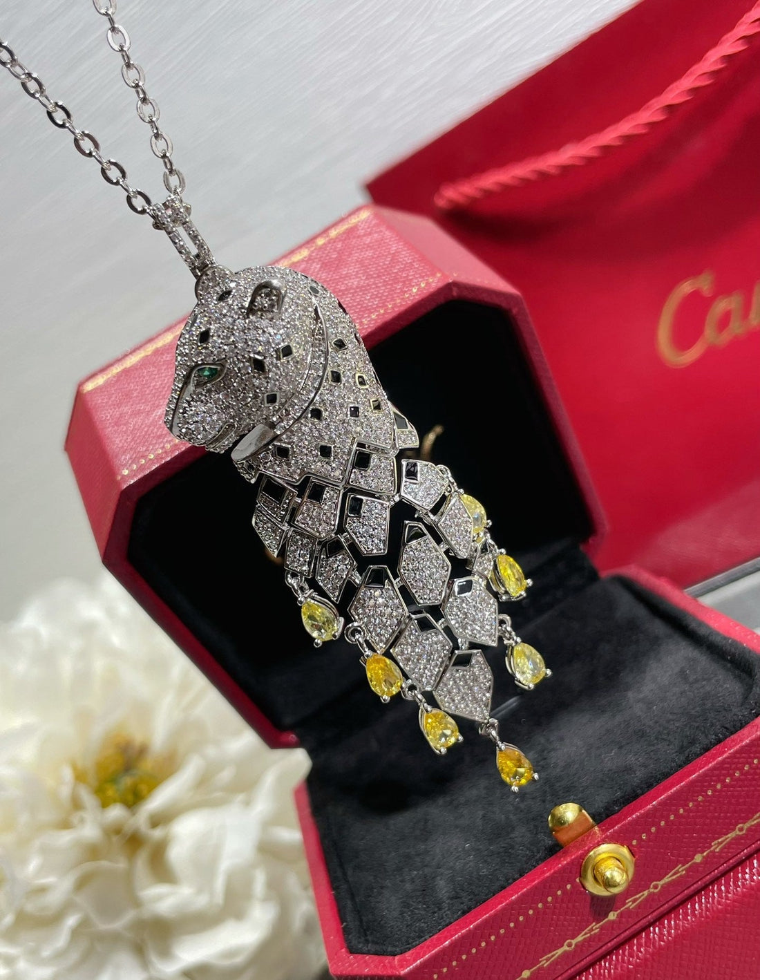 ¡®Veyra Jewelry¡ High Jewelry Pave Panther Tassel Necklace