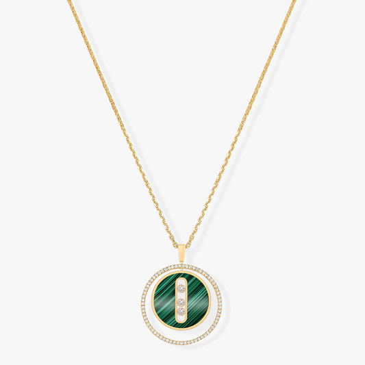 [Veyra Jewelry]LUCKY MOVE 3 DIAMOND MALACHITE GOLD DIAMOND NECKLACE