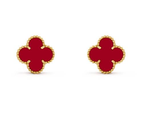 [Veyra Jewelry] CLOVER 20MM RED AGATE EARRINGS