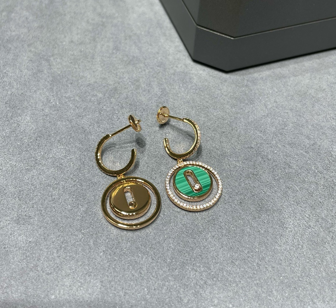 [Veyra Jewelry]LUCKY MOVE Sliding‑diamond C‑shape Ear Hoops