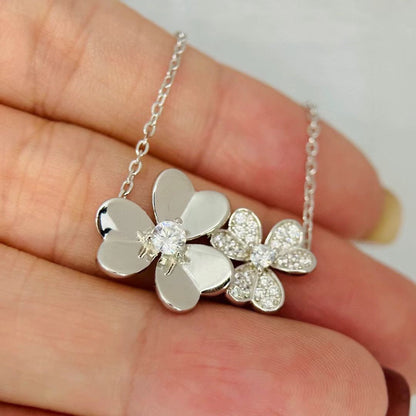 [Veyra Jewelry] Two Flowers & Clover Choker