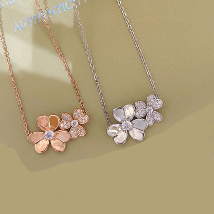 [Veyra Jewelry] Two Flowers & Clover Choker