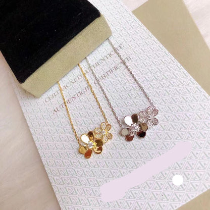 [Veyra Jewelry] Two Flowers & Clover Choker