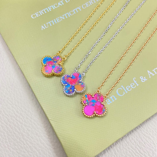 [Veyra Jewelry] 2026 New Plum Red Four-Leaf Clover Necklace