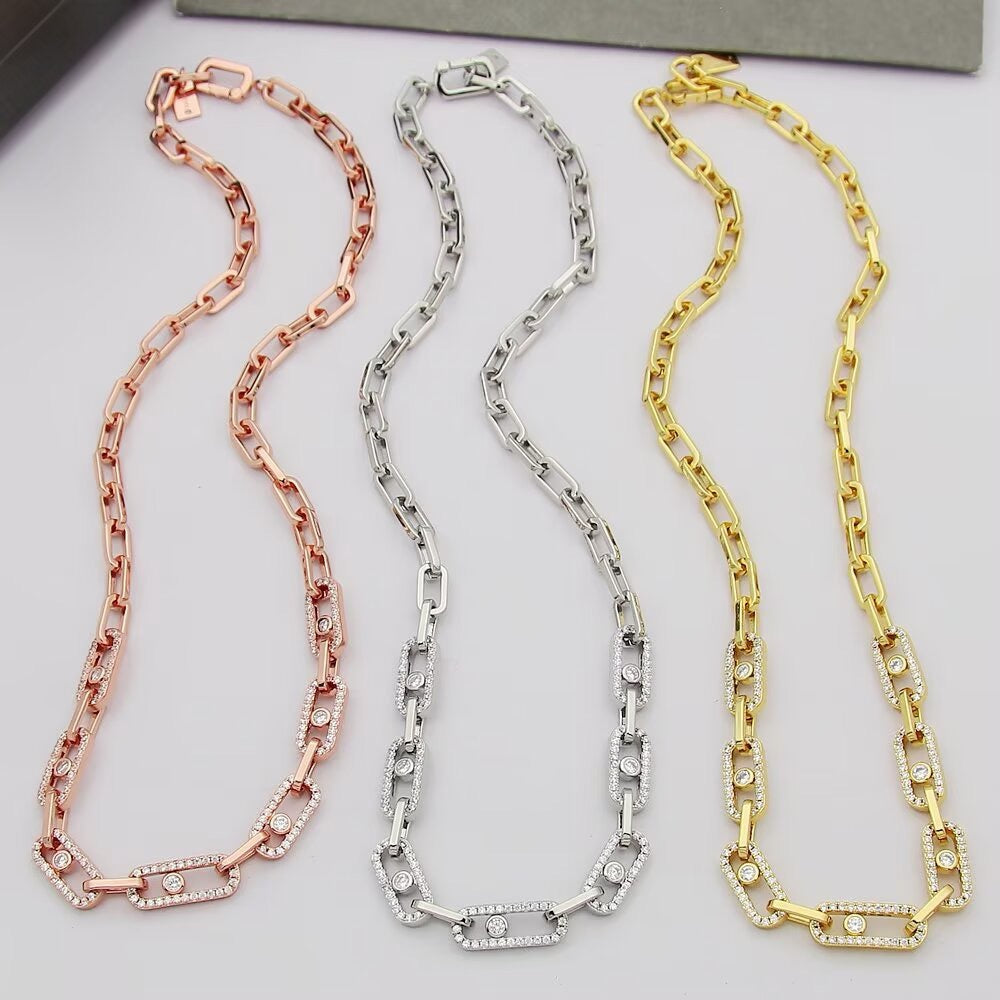 [Veyra Jewelry]Move Link Pave Diamond Necklace