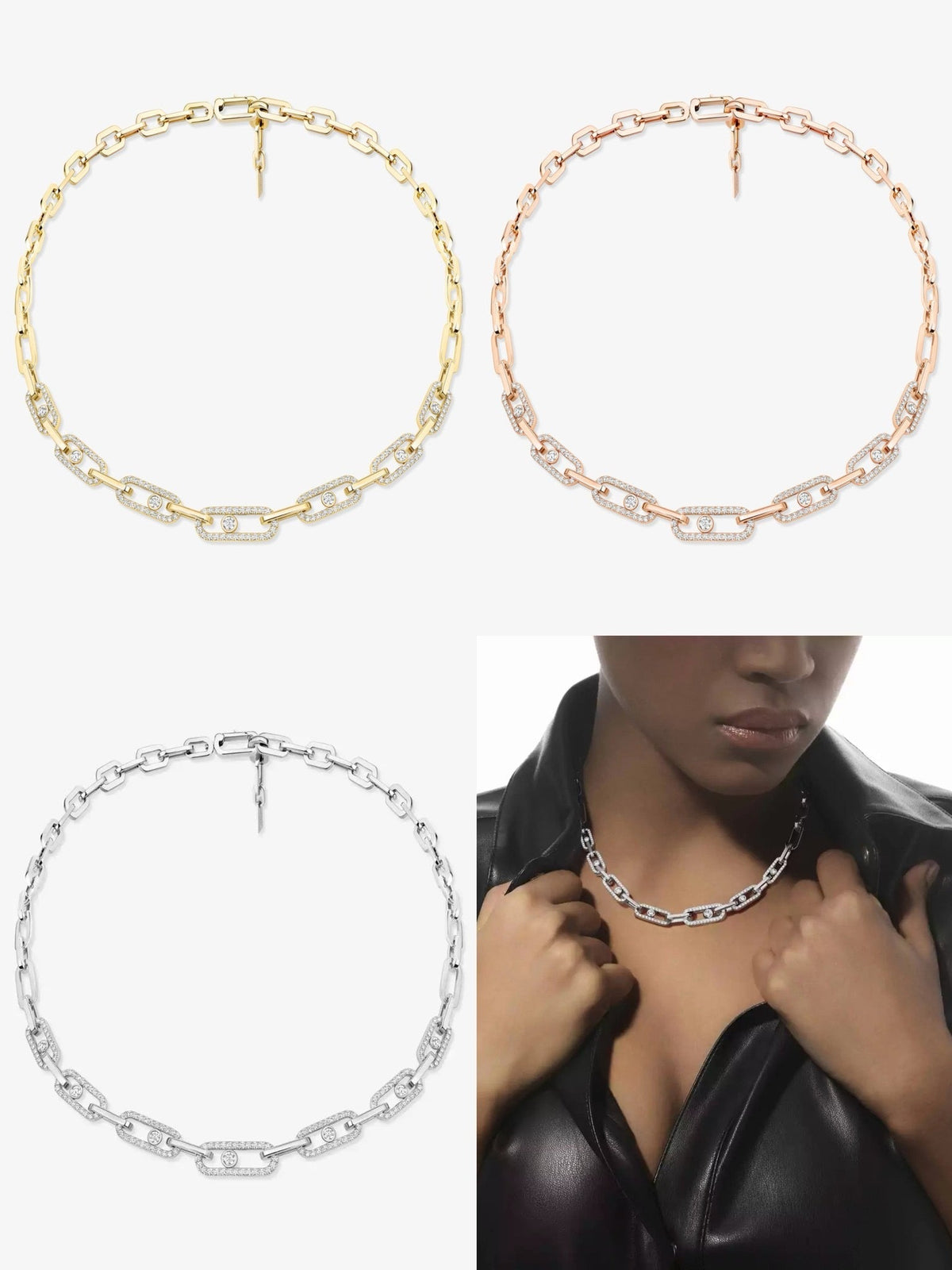 [Veyra Jewelry]Move Link Pave Diamond Necklace