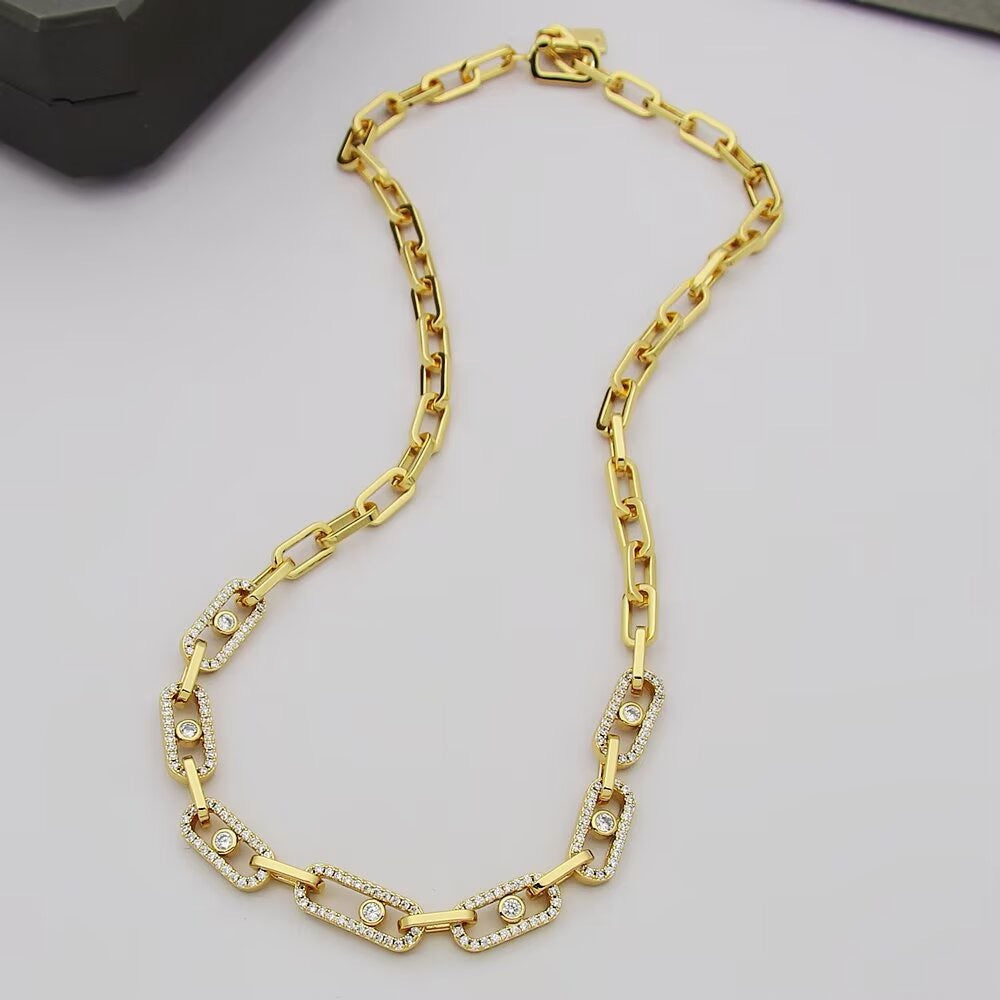 [Veyra Jewelry]Move Link Pave Diamond Necklace