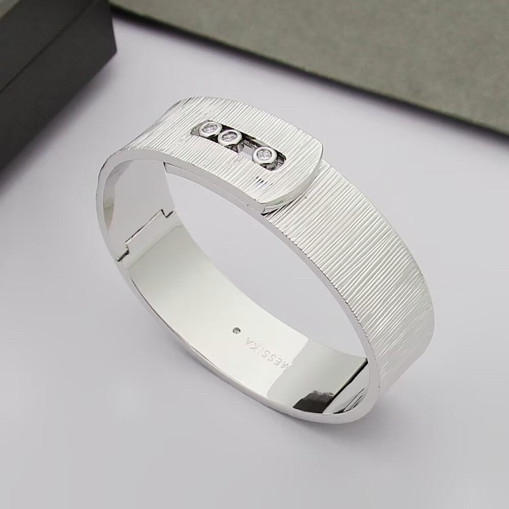 [Veyra Jewelry]Polished Brushed Bangle, Large Engraved Sliding Bangle